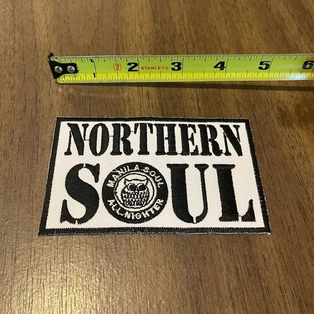 Northern Soul Black & White Logo Rectangular Iron On Appliqué Patch